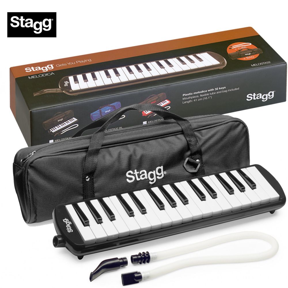 NEW Stagg MELOSTA32BK 32 Keys Keyboard Melodica Black w/ Case, Tube